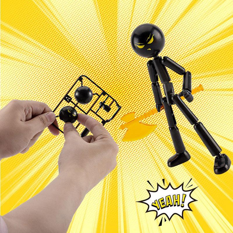 Cute Stickman Fighter Toy Joint Movable Doll Figurine Stress Relieving Small Toy Trendy Toy Ornament Home Decoration