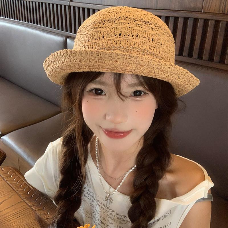 Womens Casual Summer Straw Hat With Short Brim And Handcrafted Embroidery For Sun Shade