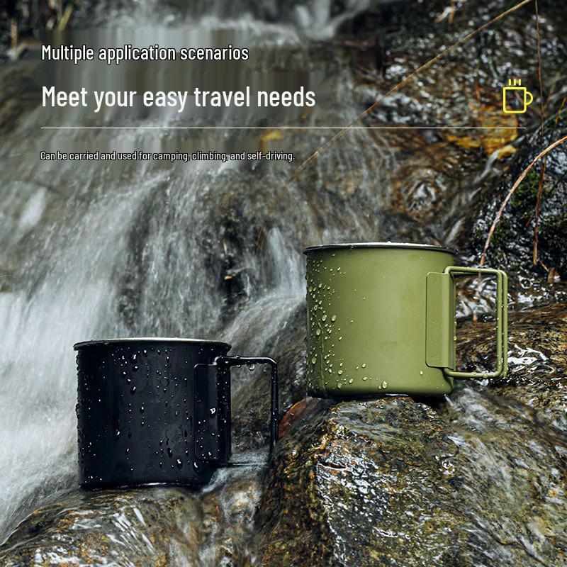 Self-Driving Outdoor Folding Cup: 304 Stainless Steel Portable Mug for Camping, Beer, and Coffee
