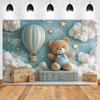 Baby Boy Blue Balloon Birthday Baby Shower Backgrounds For Photographs Gold Stars Clouds Kids Birthday Portrait Backdrop Shoot