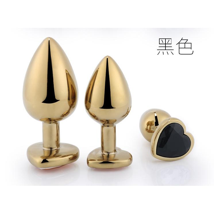 Stainless Steel Metal Butt Plug Gay Products Sex Health Supplies Adult Sex Court Golden Heart-Shaped Suit Cloth Bag