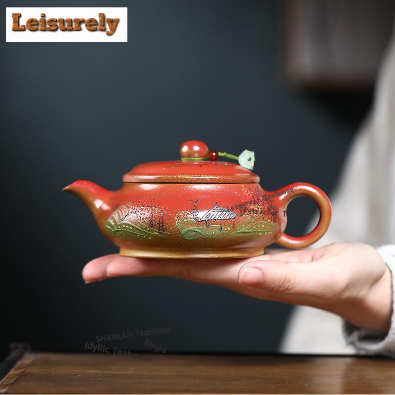 200ml Exquisite Yixing Purple Clay Teapots Artists Handmade Ming Lu Pot Raw Ore Gold Section Mud Kettle Zisha Tea Set Cafes Gift