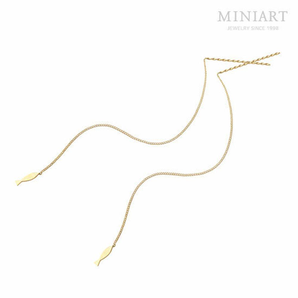 

14K Goldfish Chain Gold Earrings Long Drop Earrings G298