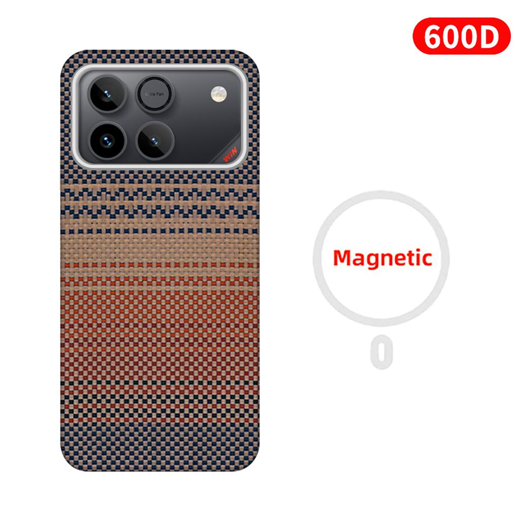 600D Real-thin Carbon Fiber Phone Case for Honor Win/Win RT Case Aramid Fiber Fabric Thinhard Magnetic Black Slim Light Red Case