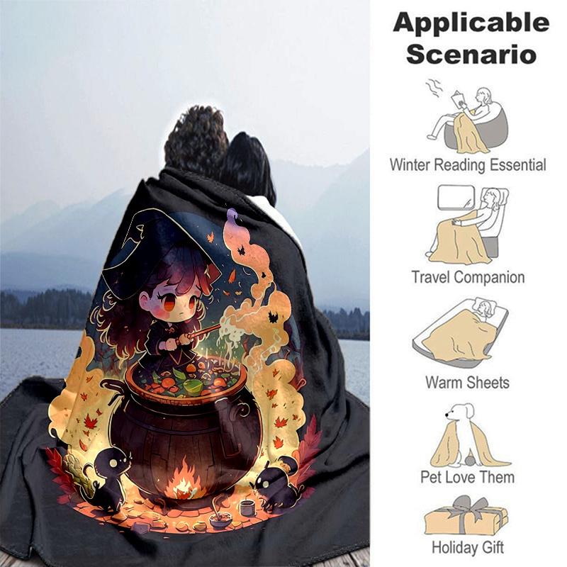 1 Stück Hexe Bild Design Decke Weicher Überwurf für Wohnkultur, Geschenkidee