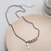 PANJBJ S925 Sterling Silver Korean Personality Glossy Cross Necklace Ladies Simple And Versatile Pendant Chain NecklacePANJBJ