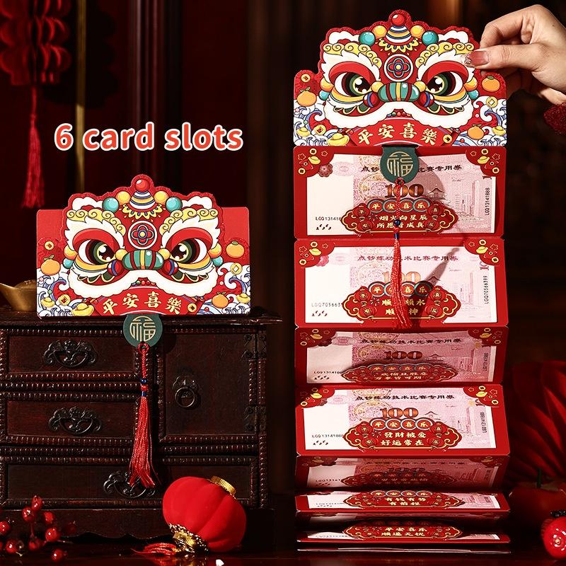 Cartoon Chinese  Year Folding Red Envelopes Horse Year Lucky Money Pockets Chinese Traditional Lucky Red Bags Kids Gifts