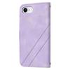 For iPhone 16e Case Imprinted Line Leather Phone Cover with Handy Strap