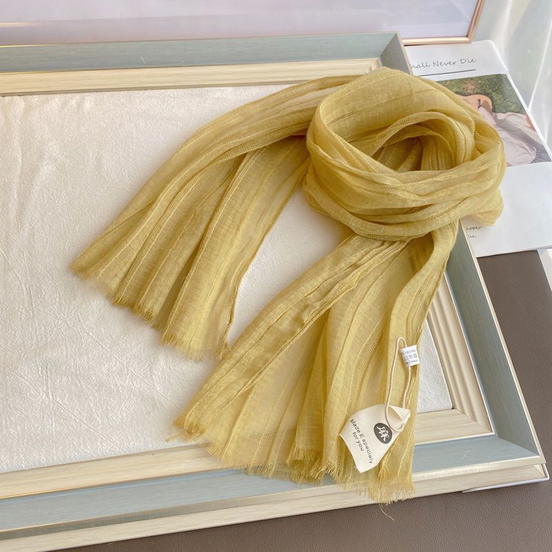 

Універсальний однотонний бавовняний та лляний шарф для жінок навесні та восени корейська версія літній шарф