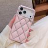 3D Grid Lattice Glitter Diamond PU Leather Hard PC Case for iPhone Air 16 15 14 13 17 Pro Max Bling Rhinestone Bowknot Cover