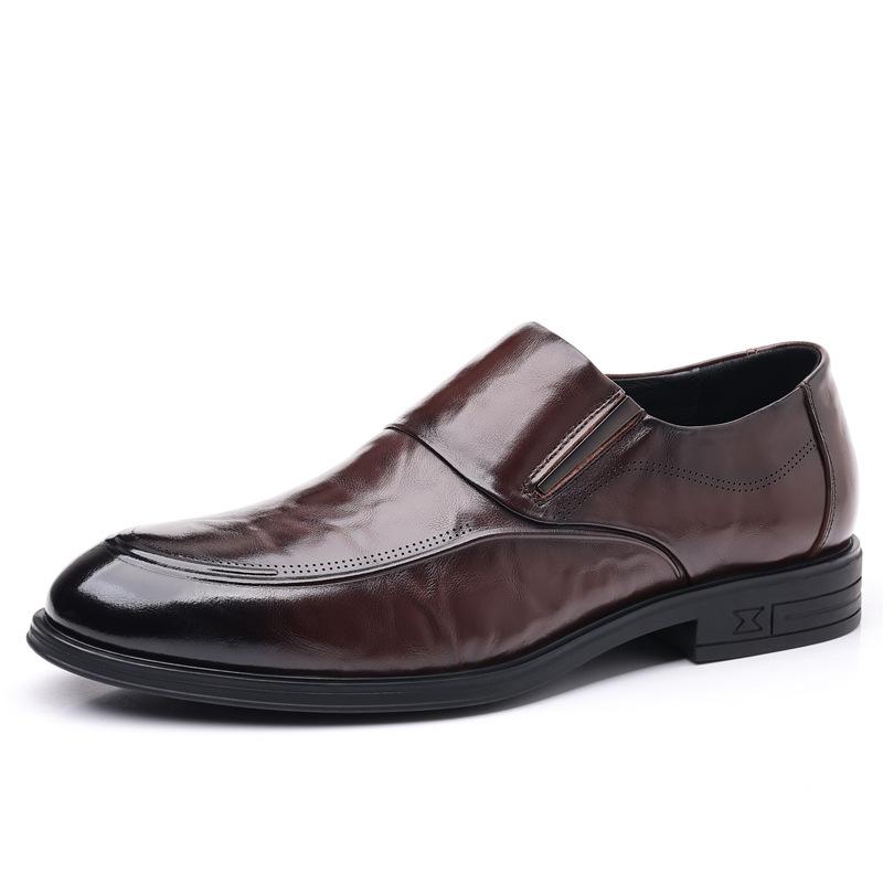New Men's Top Layer Cowhide Business Leather Shoes Genuine Leather Casual Men's Shoes Pointed Single Shoes
