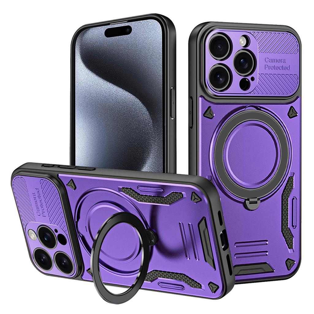 For iPhone 15 Pro Case Compatible with MagSafe Shockproof TPU + PC Phone Back Cover with Kickstand