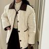 Kurze koreanische Version der Daunenjacke für Damen mit Revers in Kontrastfarbe, lockere wattierte Jacke
