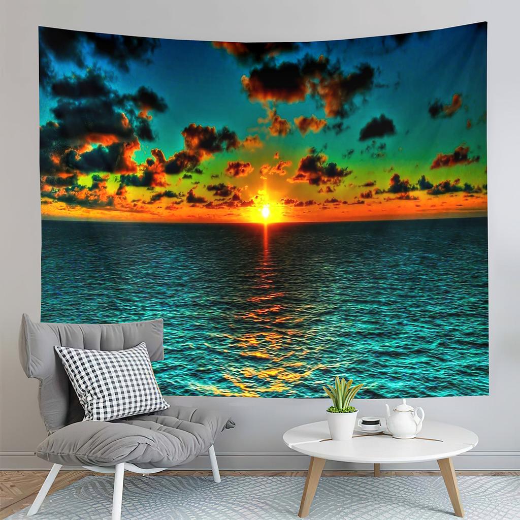 Beach Waves Tapestry Sunset Scenery Tapestry Minimalist Art Tapestry Home Living Room Dorm Bedroom Aesthetics Decor Tapestries