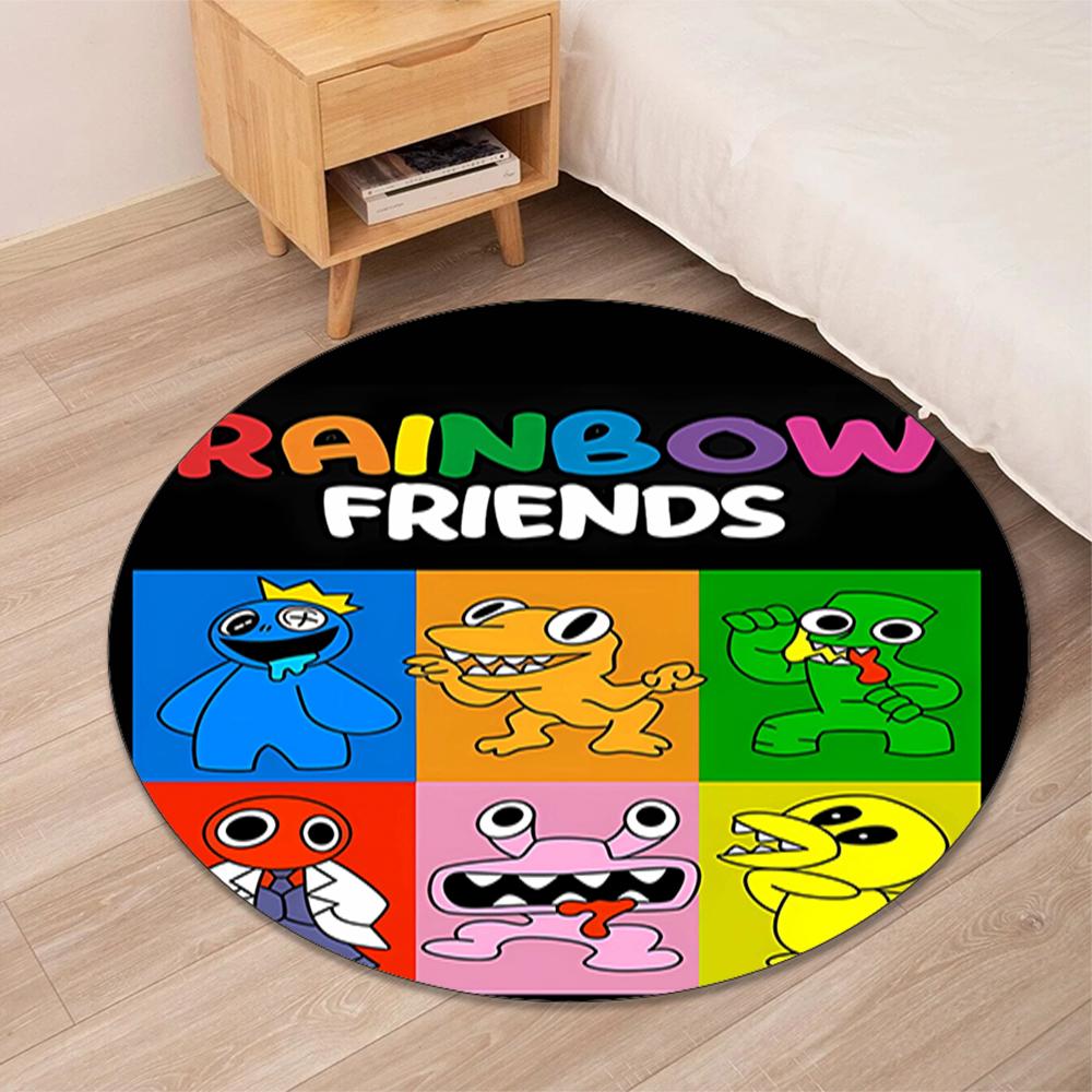 Rainbow Friends Printed Round Rug Carpet Chair Rug Area Rug Entryway Doormats,for Office Chair Living Room Bedroom Kitchen Room.