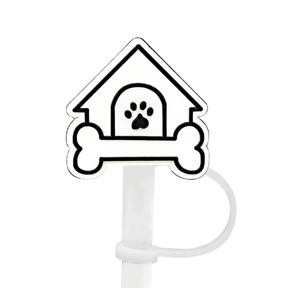 New Cartoon Dog Straw Cover 10MM Straw Cap Silicone Cute Stopper Party Decoration Anime Cup Acc V2M6