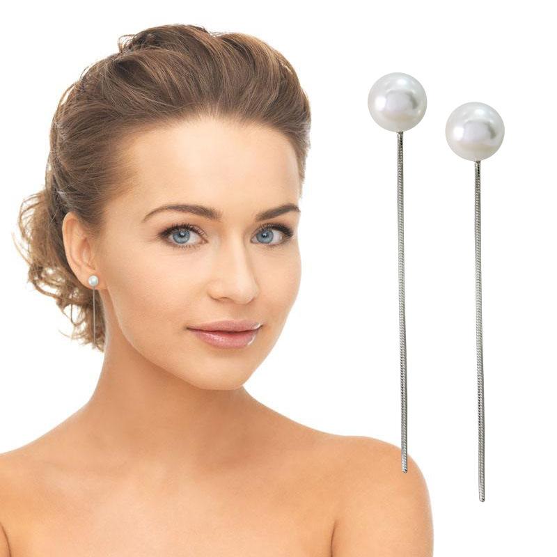

Cross-Mirror Long Sterling Silver Temperament Earrings, Versatile Earrings, Women S Fringed Simple And High-End Earrings 925 silver белый