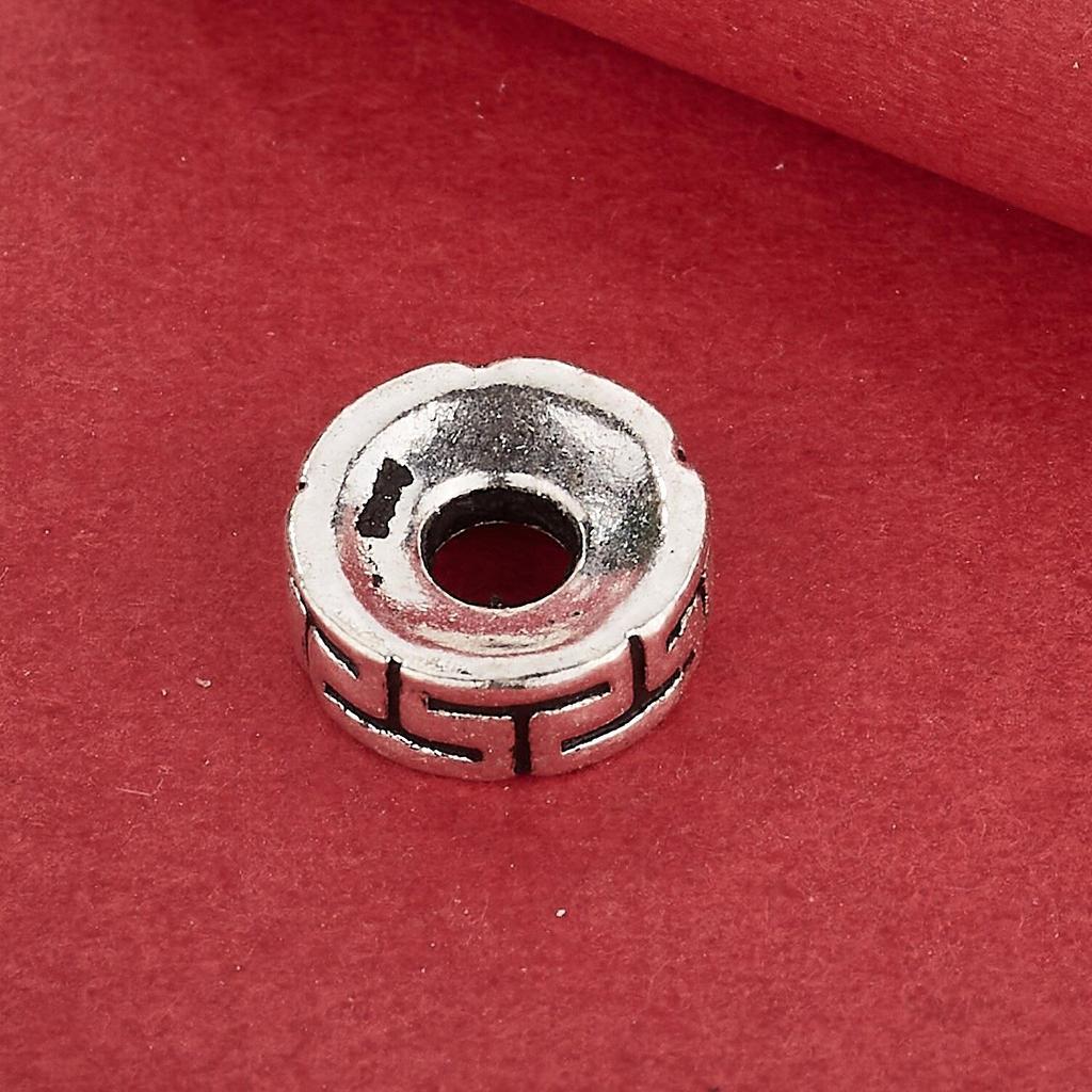 Great Wall S925 Sterling Silver Swirl Pattern Spacer Beads for DIY Bracelet/Necklace Weaving