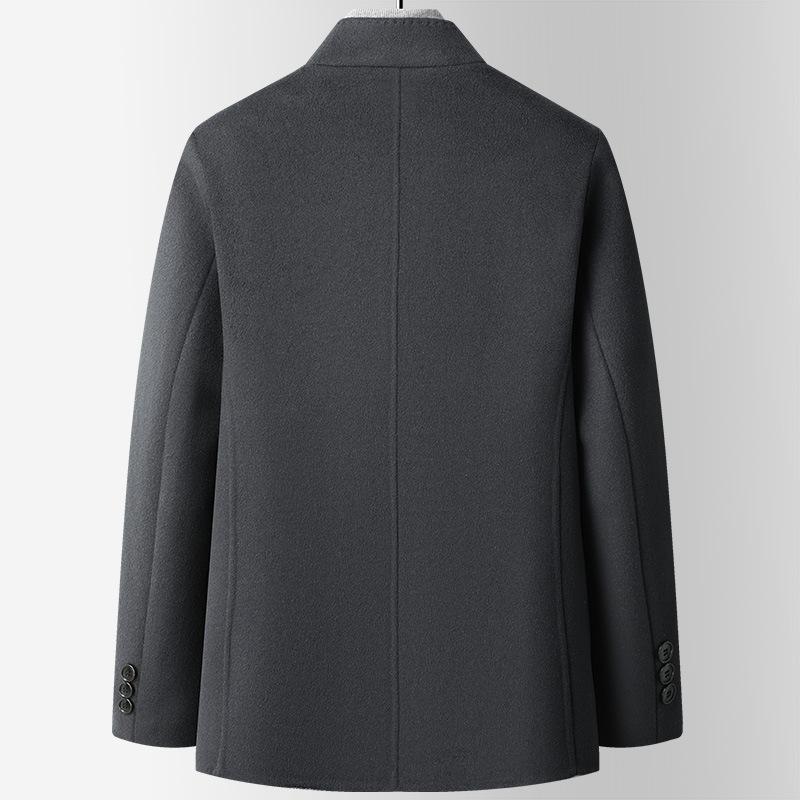 Осенне-зимнее мужское шерстяное пальто ручной работы с двухсторонним воротником — фото 3