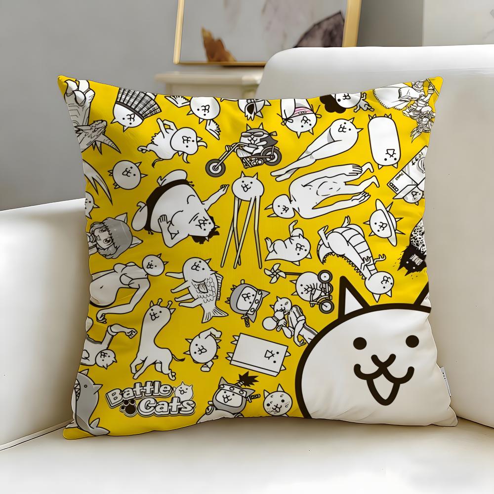 popular game The Battle Cats Cushion Cover Soft & Easy-Wash Pillow Case – Versatile for Couch, Bed, Travel and Office