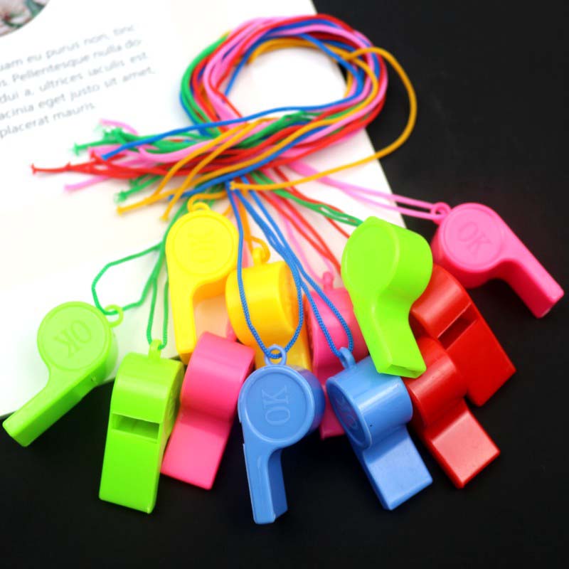 10~50pcs Mini Plastic Whistle with Rope for Sports Competition Football Soccer Basketball Cheerleading Referee Whistle TMZ