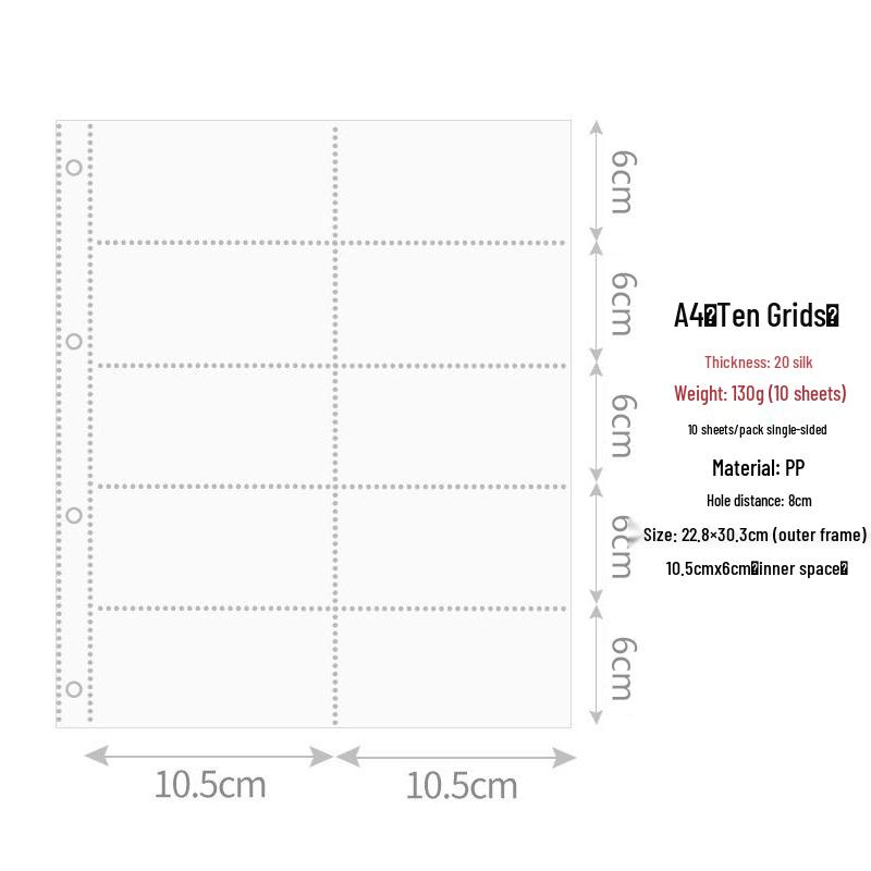 Retro Amerikanisches A4 Neun-Taschen Kartenalbum mit holografischem Design für Postkarten und Fotos