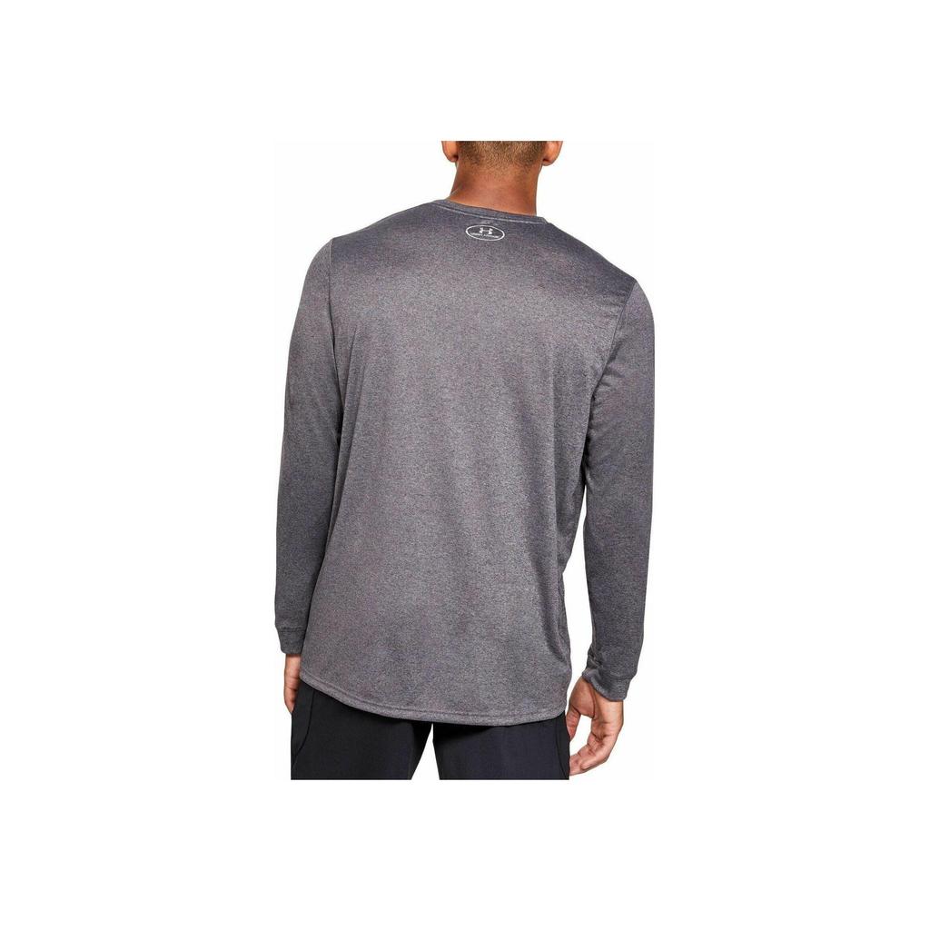 Under Armour Solid Color Logo Print Crew Neck Pullover Long Sleeve T-Shirt Men tops Gray 1305776-090