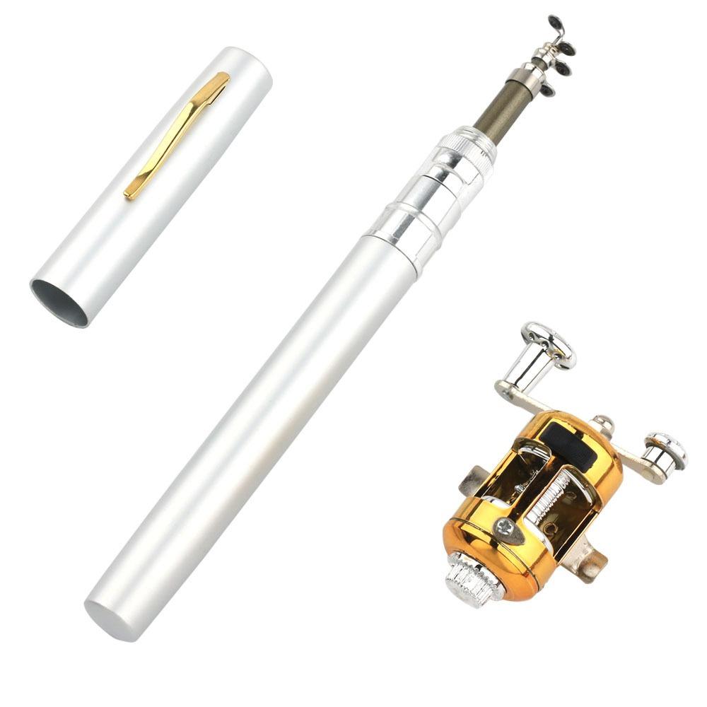 Ultra Light Portable Pen Style Fishing Rod Spinning Hard Mini Fishing Pole Convenient Ultra Short Fishing Hand Pole River Pond серебряный