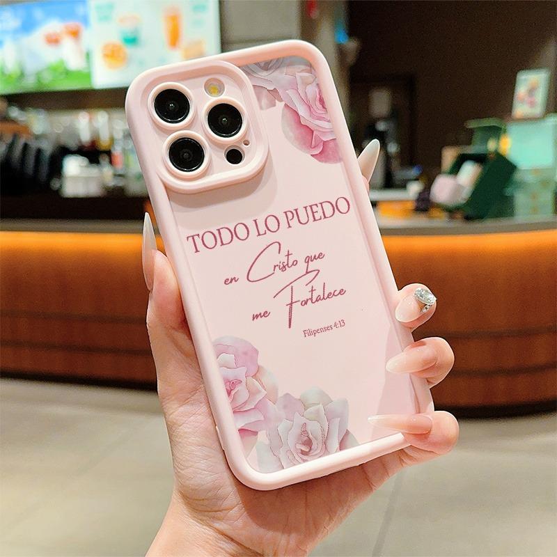 

Pink Rose and Philippians Themed TPU Shockproof Phone Case For iPhone 11 12 13 14 15 16 17 Pro Max XS X XR 7 8 Plus 16E 17 Cover iPhone SE (2020)