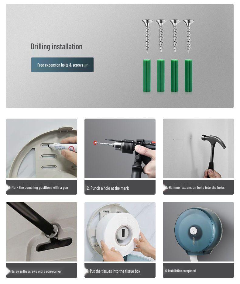 Waterproof Large Roll Toilet Paper Holder for Hotel or Guesthouse Bathrooms