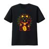 Maneki Neko Glückskatze Japanisches Geldkätzchen Glücksbringer Lustiges T-Shirt Vintage-Waschung Mode Streetwear Alltags-Damen Stilvolles T-Shirt