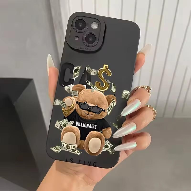 Bear Graphic Phone Case For Samsung Galaxy S25 S24 Ultra S23 FE S22 Plus S21 A54 A55 Shockproof Soft Silicone Bumper Back Cover