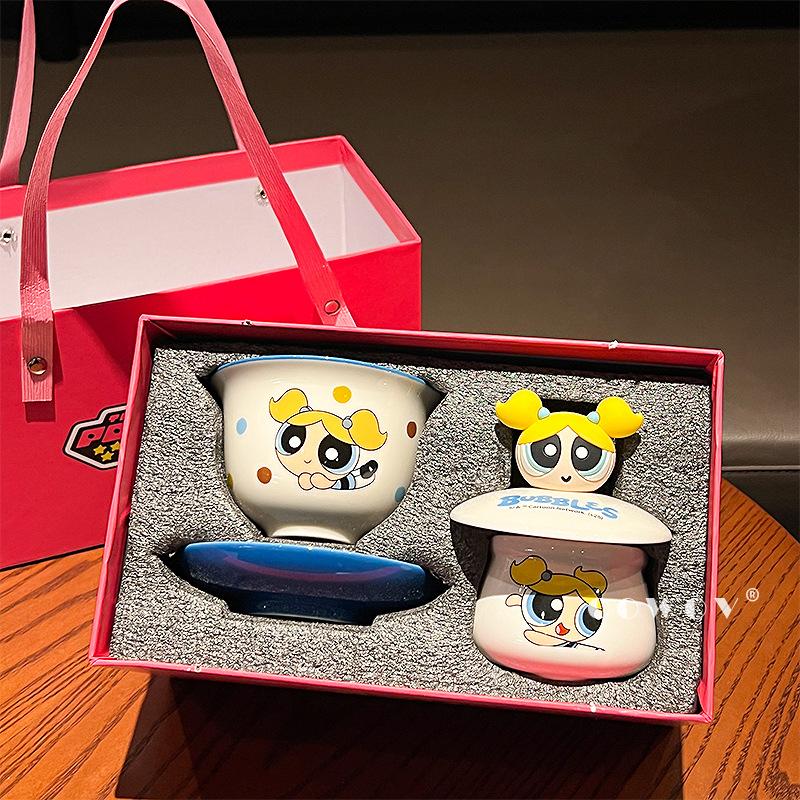 

Керамический чайный набор Powerpuff Girls, набор чашек для дома, новый ценный сувенир, офис Covered bowl 180/cup 100ml синий