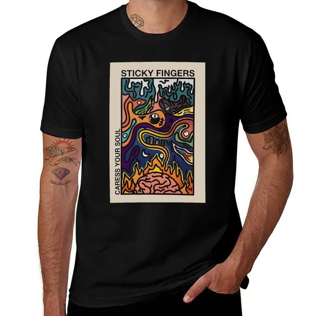Sticky Fingers Caress Your Soul Tshirt Funny T Shirts Dark Humor T Shirt For Unisex 100 Percent Cotton Tshirt