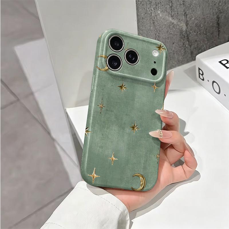 Shimmering Gold Sage Celestial Star Moon Graphic Art Film Aesthetic Protective Shockproof Bumper Phone Case Cover For iPhone 14 15 16 Pro Max Plus