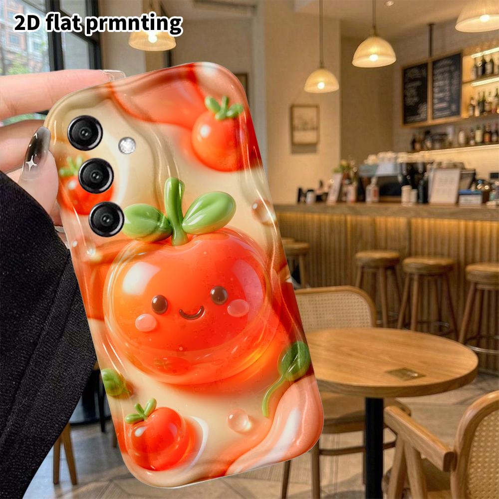 Phone case: 2D flat design suitable for Samsung Galaxy A34 A35 M05 M06 S20 S22 S21 FE Plus 5G protective case, transparent red tomato, perfect Christm