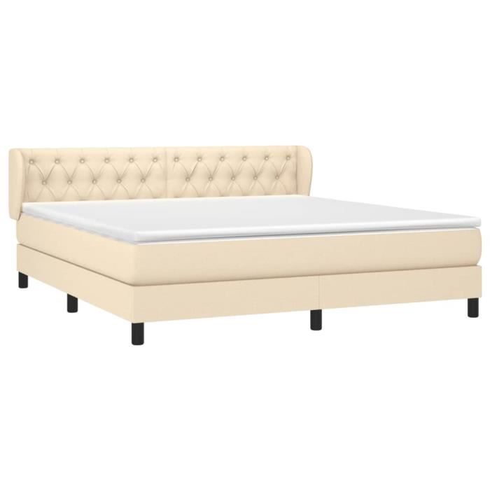 3126498 vidaXL Lit à sommier tapissier avec matelas Crème 160x200 cm Tissu