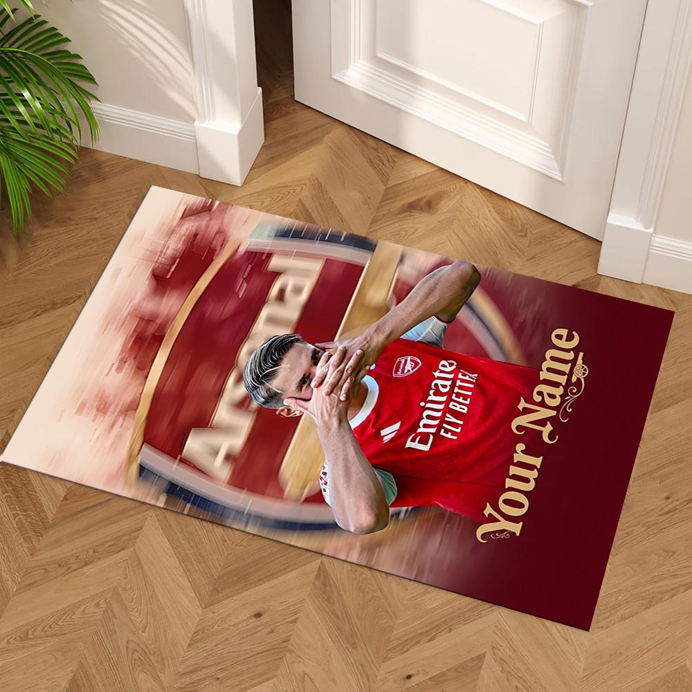 Arsenal Football Player Customizable Name Floor Mat Design for Study room Dormitory Foyer Outdoor Antislip Carpet Decorate Offices Spiritual Gift
