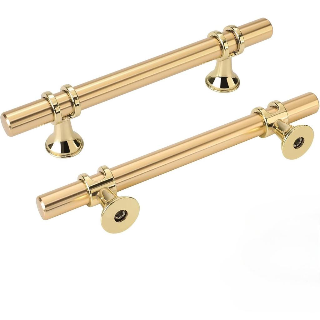 6 Pack Gold Heavy-Duty Cabinet Pulls, Stainless Steel Rust-Resistant Drawer Handles Hardware for Kitchen Cupboard Closet