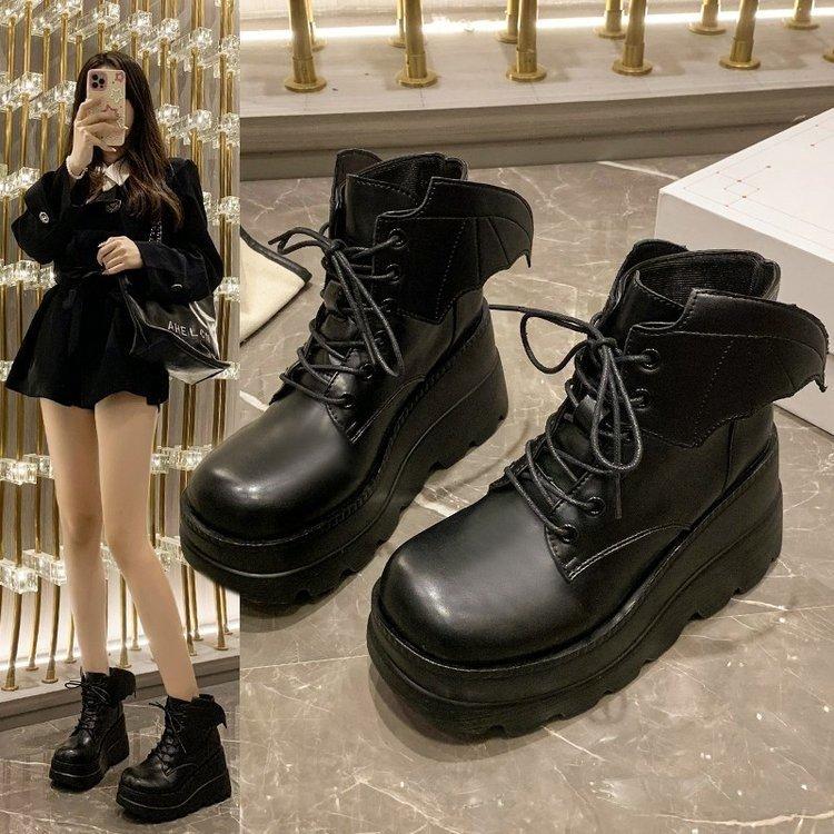 

2025 Autumn - Winter New European and American Style Platform Thick-Soled Colorful High - Heel Buckle - Strap Ladies Ankle Boots 43