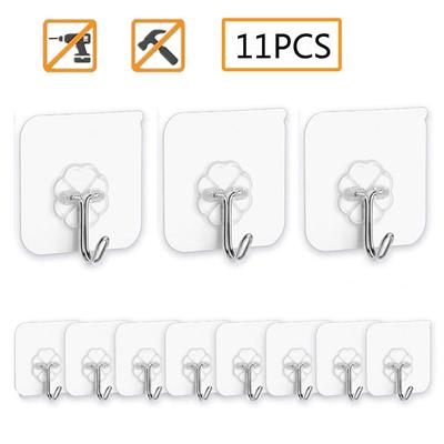 Polar Bear 11PCS Strong Transparent  Paste Hooks Hanger For Kitchen Bathroom