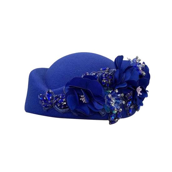 Teselskaphatt for kvinner jenter stoffblomst fascinatorhatt vintage cocktailparty pillbox-hatt rollespill bowler party-tilbehør