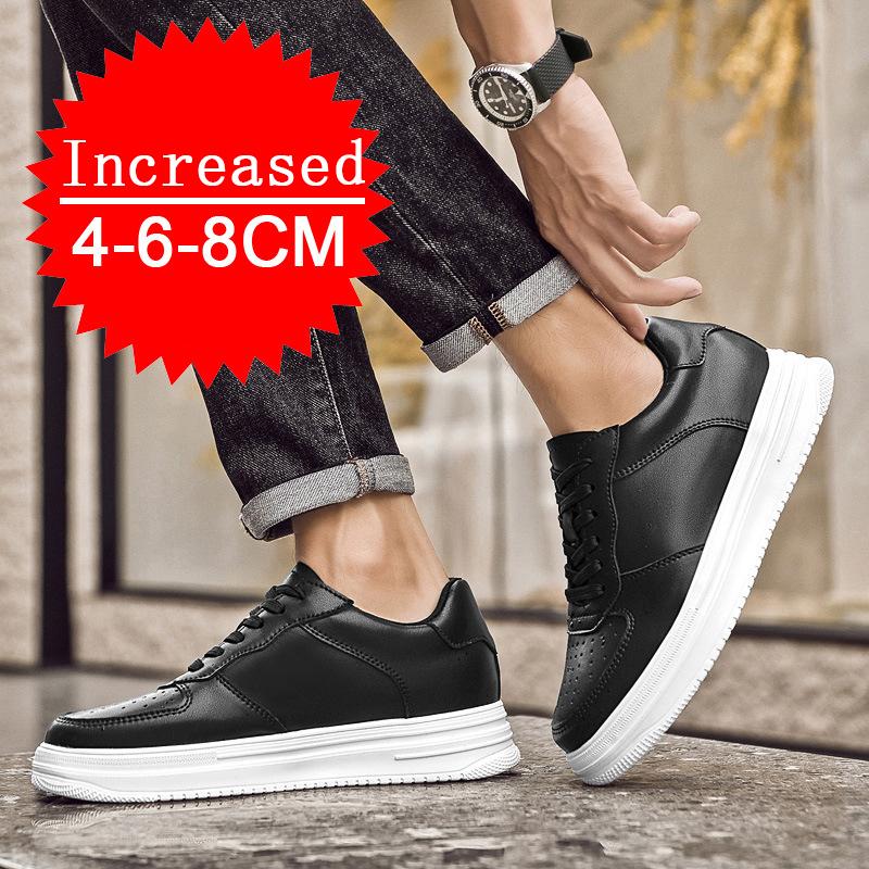 Herren Echtleder Erhöhungsschuhe Versteckte Absätze Bequem Atmungsaktiv Höhenerhöhende Schuhe 4/6/8CM Lässige Sneaker Größe 36-44