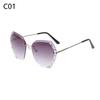 Retro Eyewear Shades UV400 Rimless Sunglasses Diamond Square Sunglasses Sun Glasses Oversized