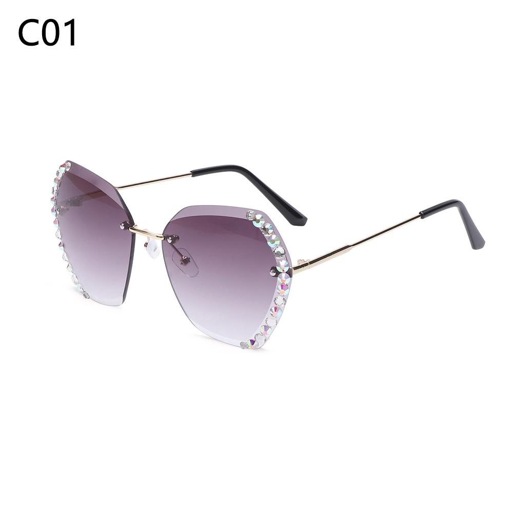 Retro Eyewear Shades UV400 Rimless Sunglasses Diamond Square Sunglasses Sun Glasses Oversized