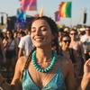 Colorful Beaded Necklace Ethnic Style Retro Design Adjustable Length for Party Stage Performance