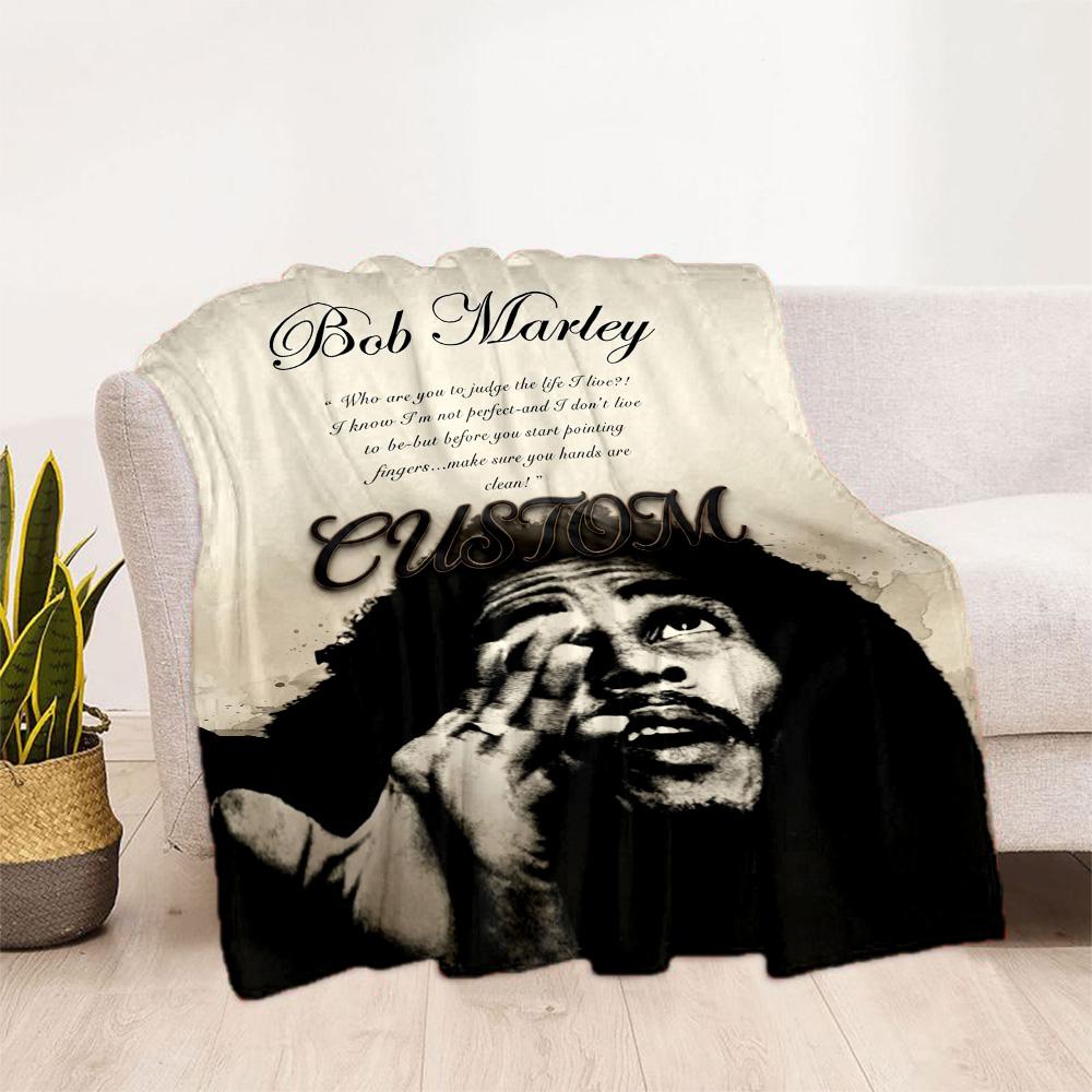 Bob Marley Custom Personalized Name Blanket Multipurpose Customizable Blanket Durable Comfort Throw For Home Decor Livingroom Office Chair Bed