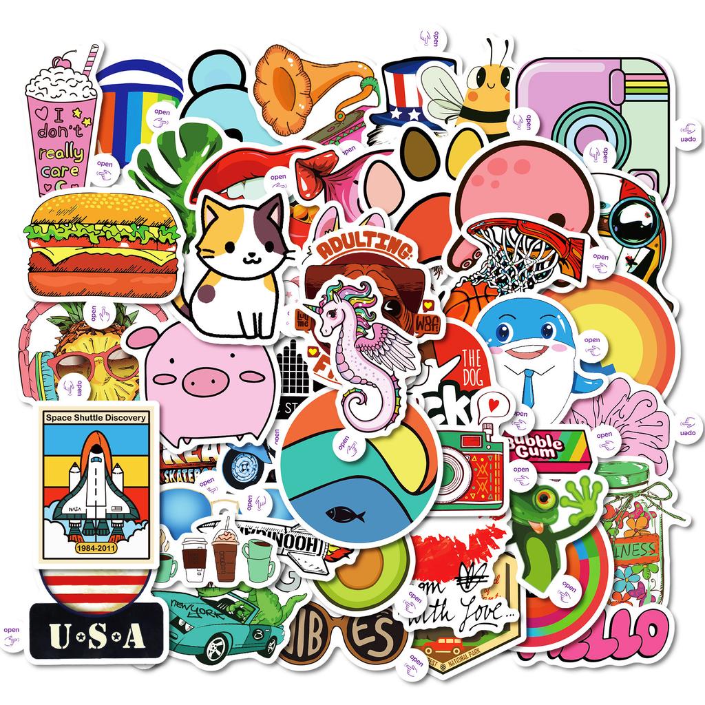 50 Creative Easy-To-Tear Small Ear Graffiti Stickers Decorative Creative Hand Account Stickers