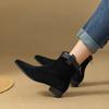 Fashion Pointed Toe Elegant with Medium Heels Women's Ankle Boots Autumn Winter Suede Chelsea Booties Comfortable Hot Female Short Shoes