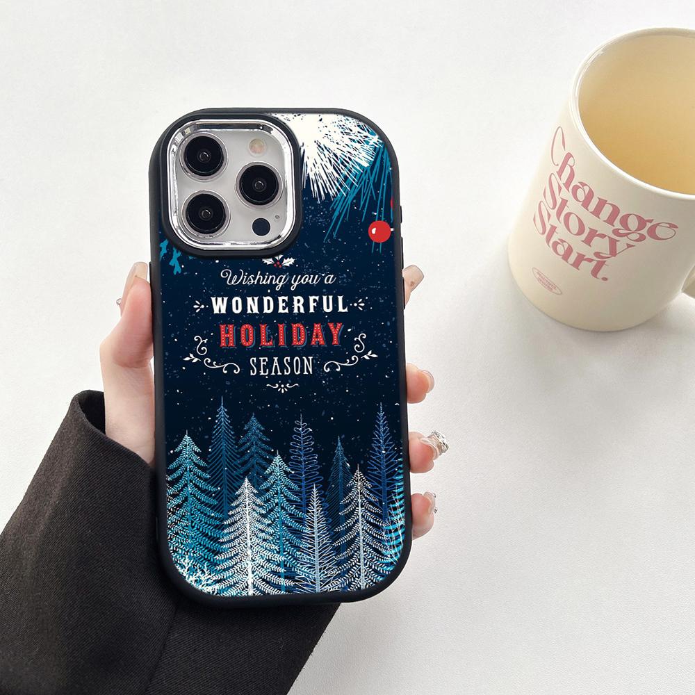 N106 Godt nyttår jul myke telefonvesker til Samsung S24 S23 Plus A15 A35 A54 Infinix Hot 40i Tecno Plating Frame Kamerabeskytter Bakdeksel